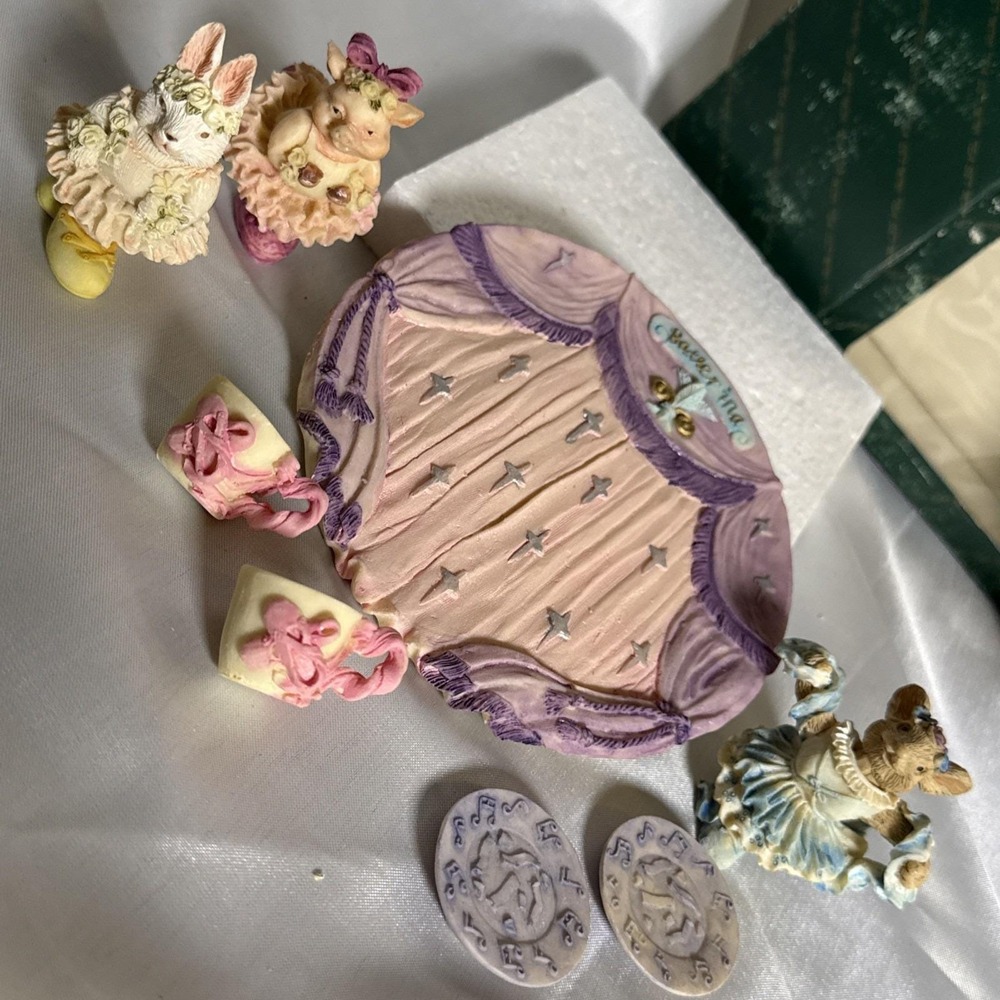 Vintage Ballerina Miniature Tea Set Whimsical Animal Ballet